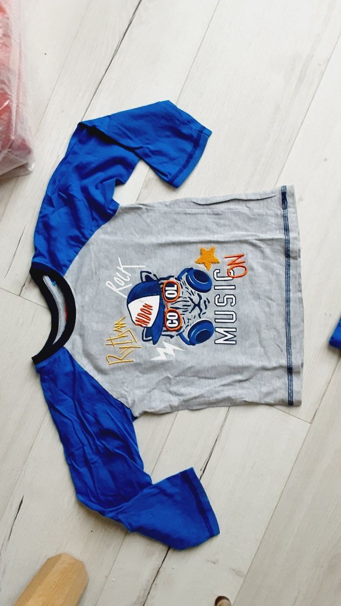 Vêtement garçon pyjama pantalon bleu et gris Tissaia 6 ans - photo numéro 5