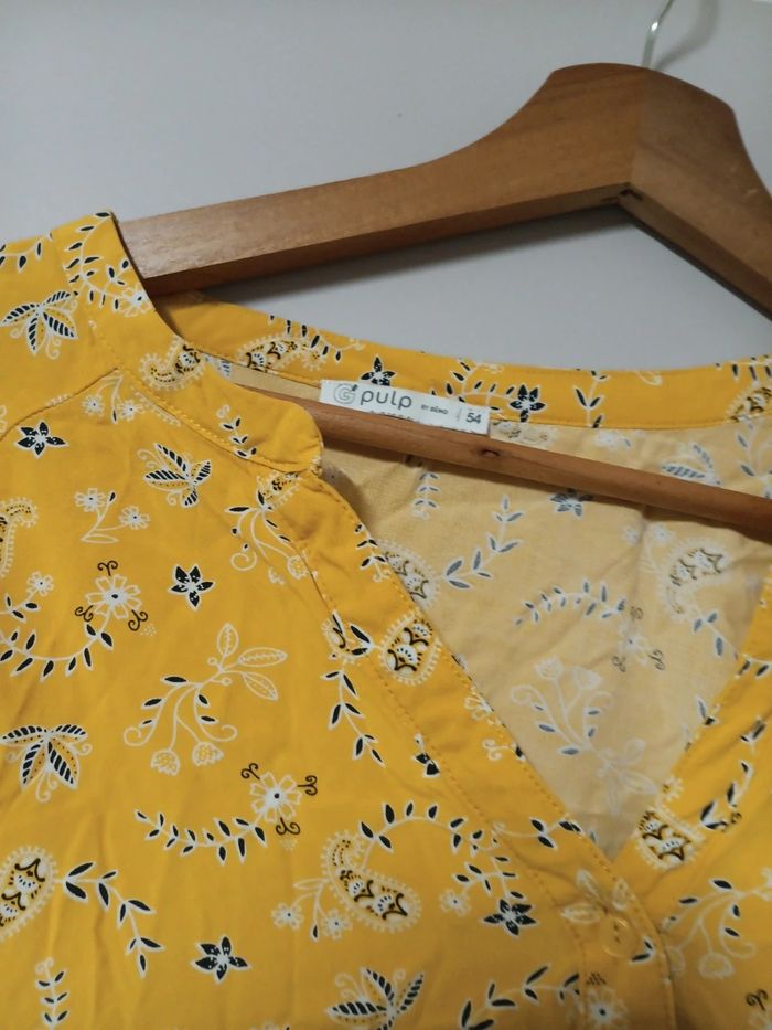 Blouse manche courte moutarde motifs - photo numéro 2