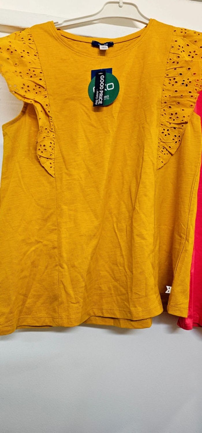 2 Tee-shirts Haut Blouse Top 100% Coton Okaïdi Taille 14 ans - photo numéro 5