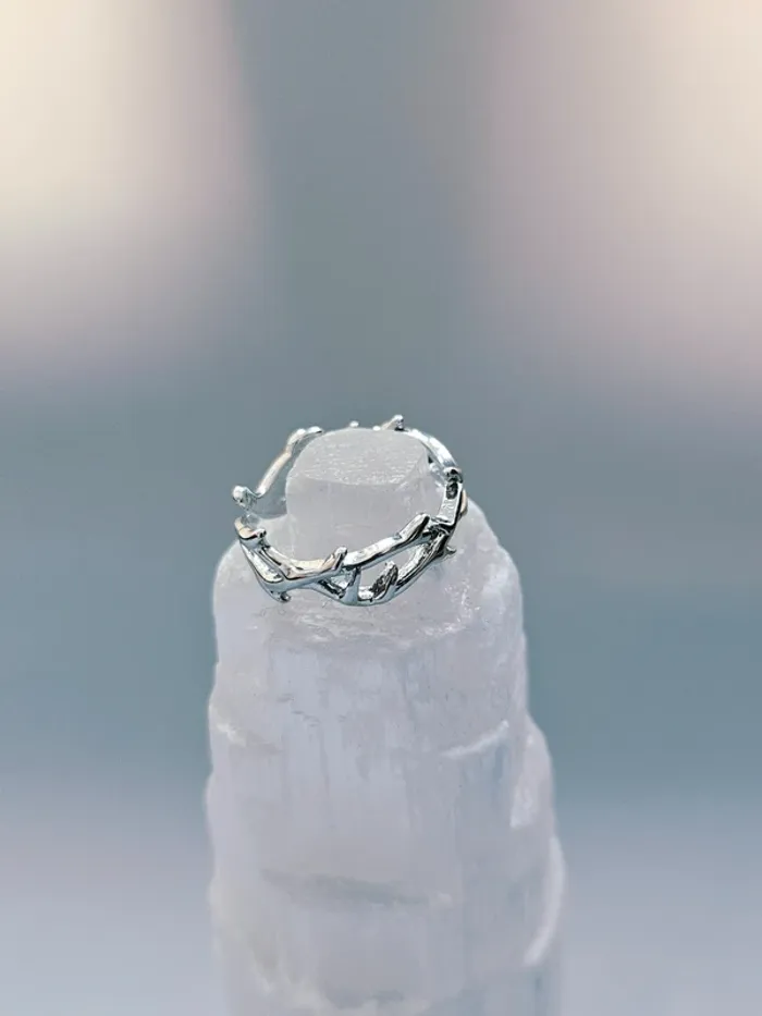 Bague Argentée Ouverte Acier Inoxydable Forme Ronce - photo numéro 4