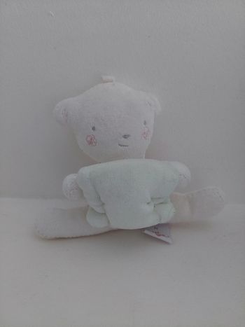 Absorba - doudou peluche ourson avec oreiller vert