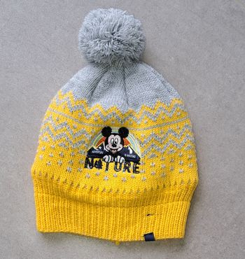 Bonnet jaune et gris Mickey 12 mois