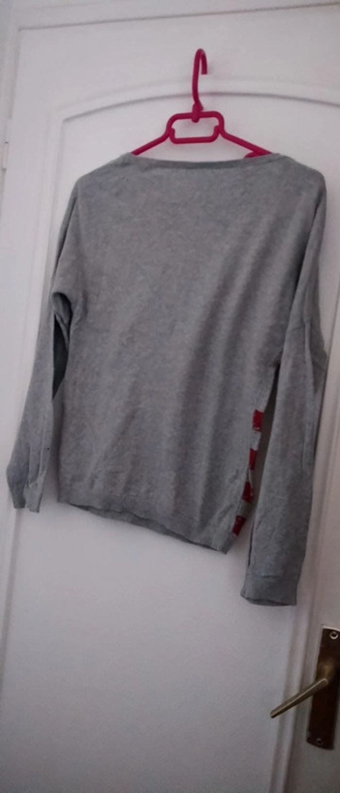 Pull fin motif drapeau américain gris fille 12 ans bilook - photo numéro 3