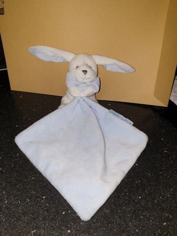 Doudou mouchoir lapin bleu