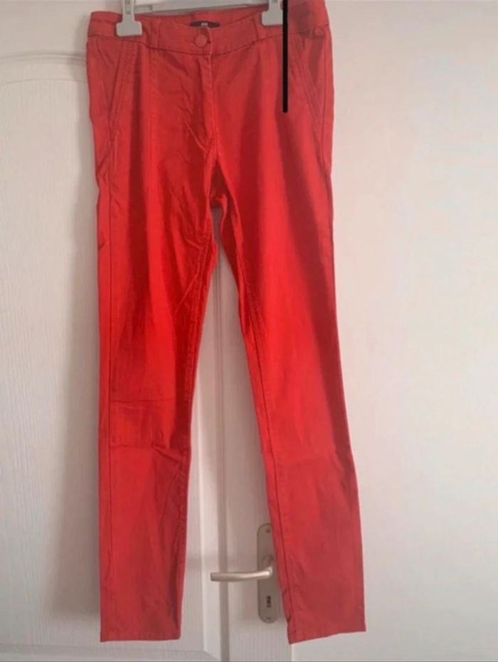 pantalon slim rouge femme taille haute Marque H&M Taille 38