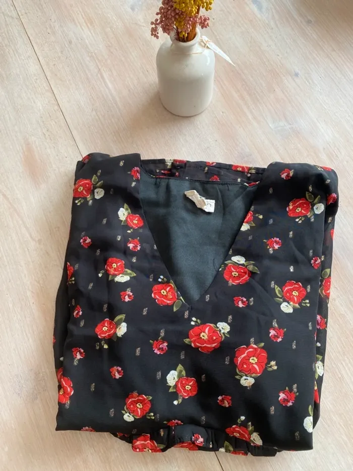Blouse fleurie forme péplum manches 3/4 Season - Taille
