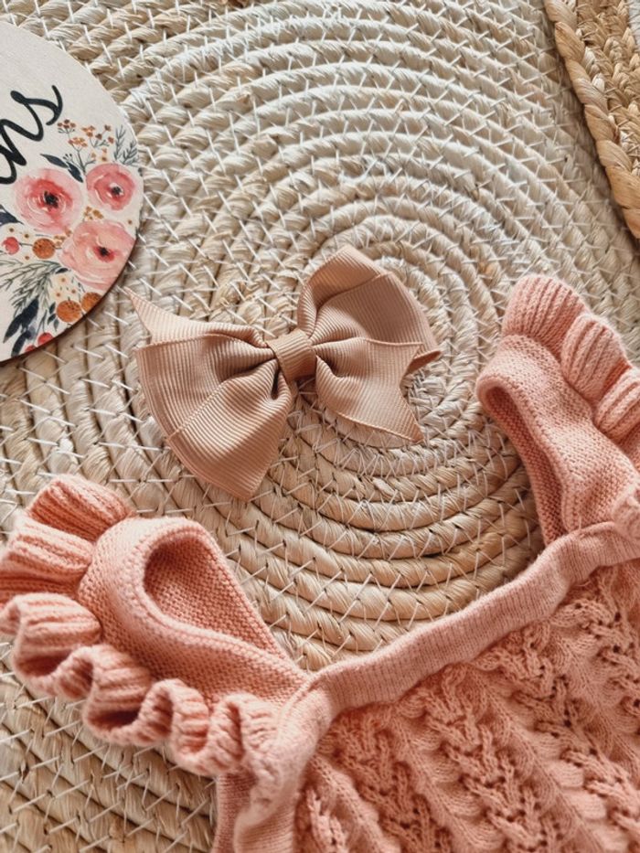 Ensemble maille bloomer et barrette 9 mois bébé fille - photo numéro 3
