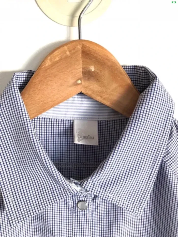 Chemise à carreaux bleu et blanc Camaieu taille 36/38 - photo numéro 4