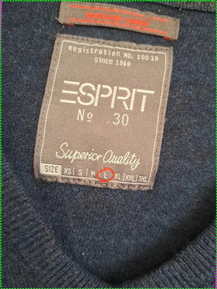Pull col V Esprit taille L bleu marine - photo numéro 3