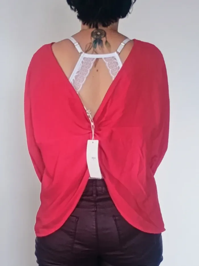 Top dos dénudé rouge neuf L - photo numéro 3