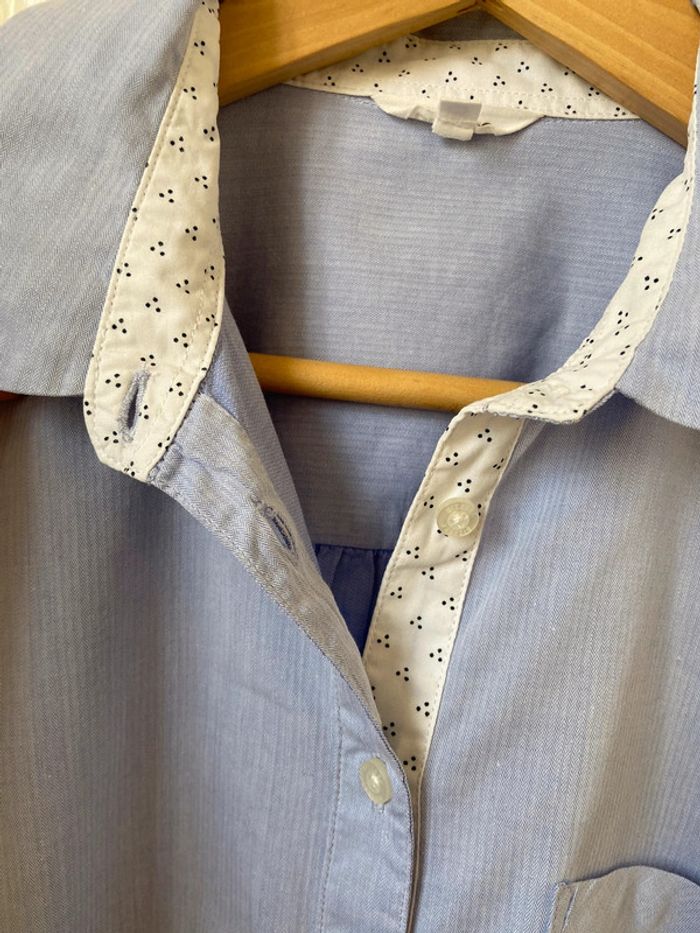 Chemisier col Claudine coton bleu ciel Bizzbee taille M - photo numéro 8