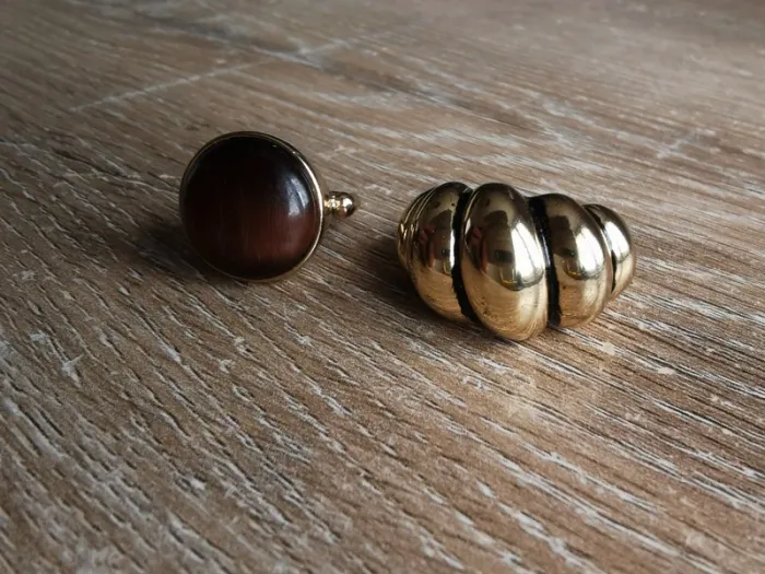 Lot de 2 bagues marrons et or - photo numéro 3
