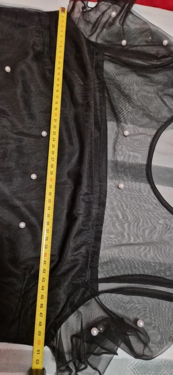Robe noire voile perles, neuve, XL44 - photo numéro 6