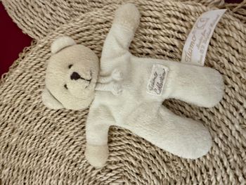 DOUDOU PELUCHE TIAMO COLLECTION OURS BEIGE ECRU GRELOT