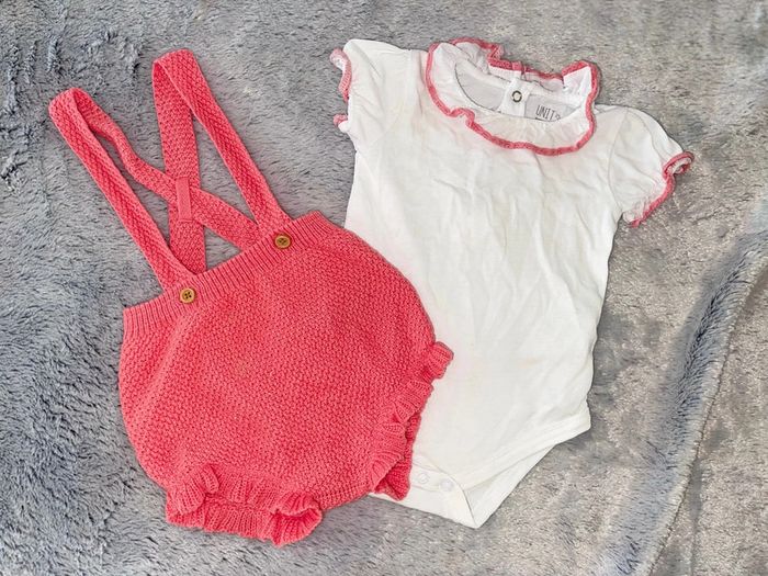 Ensemble 9 mois fille bonnet bodie chaussons barboteuse bloomer - photo numéro 2