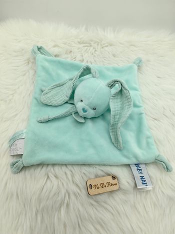 Doudou plat carré lapin Vert d’eau Diabolo Menthe BN0620 Baby Nat