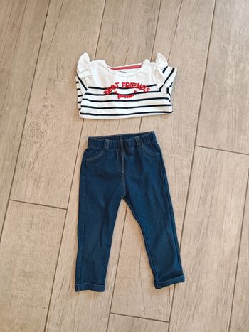 Ensemble fille 2 ans bleu rayé