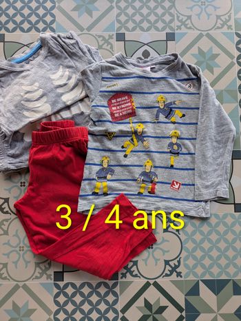 Pyjama fin Sam le pompier 3/ 4 ans