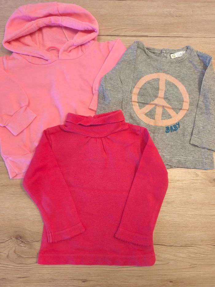 Lot tee-shirt manches longues sweat 6 mois - photo numéro 2
