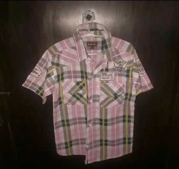 Chemise carreaux rose