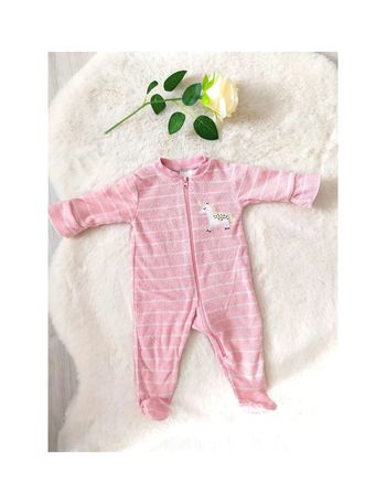 Pyjama ouverture devant par zip en tissu éponge avec broderie licorne taille 1 mois fille