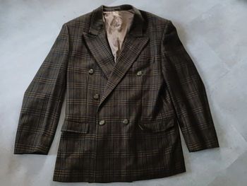 Veste blazer marron à carreaux noire Mr De Furzac