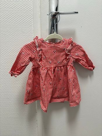 Robe rouge et blanche Vichy cerise fille 1 mois next baby