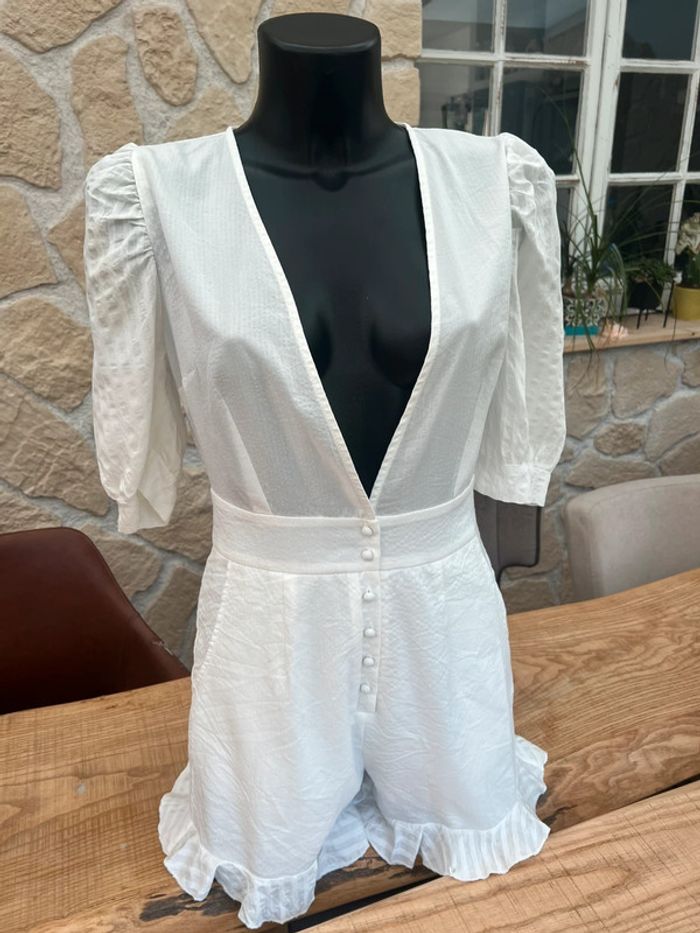 Combishort femme taille M 38 blanche combinaison d’été bohème shein