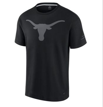 Import US T-shirt emblématique noir Texas Longhorns Fanatics pour hommes. Import US neuf