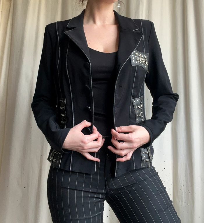 Blazer zippé Goth Avant Garde vintage made in France 🇫🇷 90s - Taille M - photo numéro 4