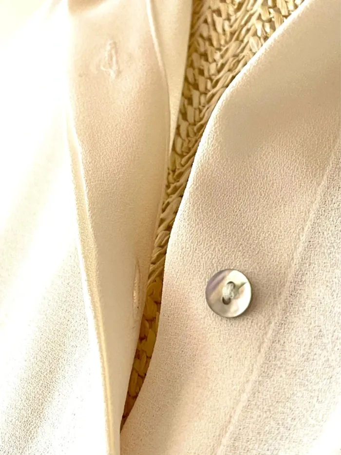 Sublime chemise blouse chic neuve Zara blanc écru et passementerie bordure  noir - photo numéro 9