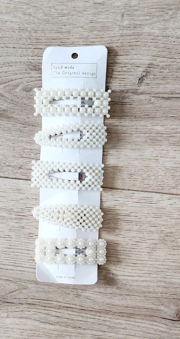 Lot de 5 pinces à cheveux perles de culture crème