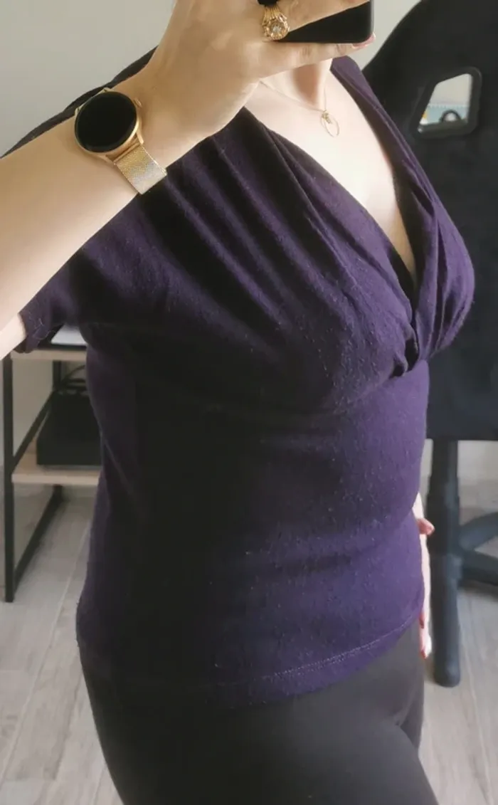 Pull manche courte violet - photo numéro 2