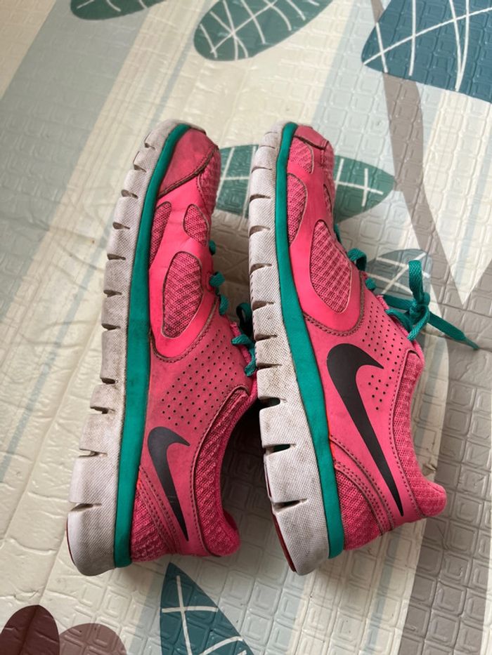 Chaussures de course de sport femme Nike Flex Run rose/vert taille 39 - photo numéro 3