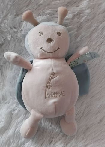 Doudou peluche Pastelle la coccinelle ecru et bleu ' A- Derma