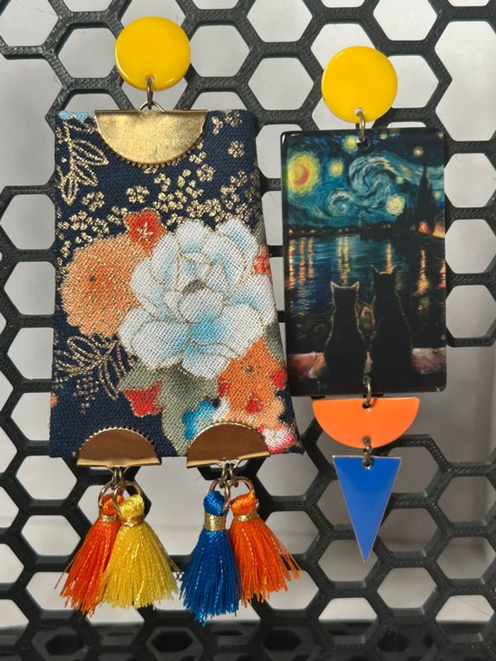 Boucles d’oreilles - Van Gogh et fleurs d’or