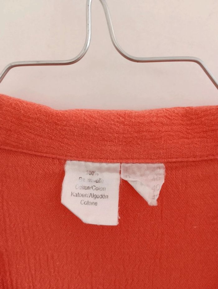 Chemise vintage orange coton léger taille - photo numéro 3