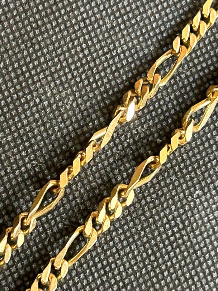 Beau et long collier/chaîne maille «cheval » en plaqué or mixte TBE