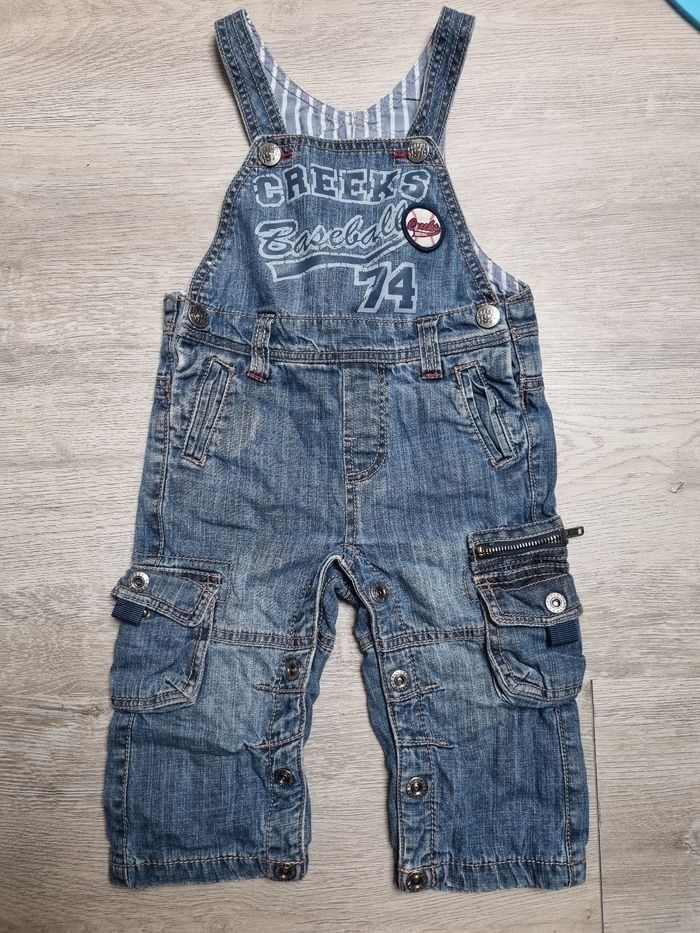 ​Salopette en Jean Creeks Baseball 74 - Style Cargo - Taille 18 mois Tres Bonne Etat