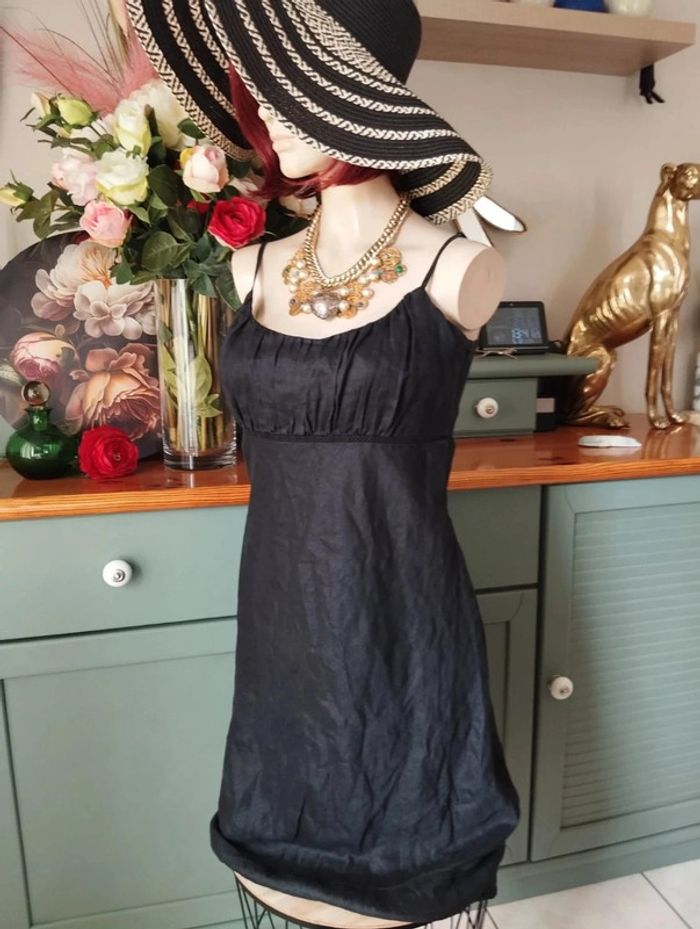 🌾Robe En Lin Noire T36/38🌾 - photo numéro 16
