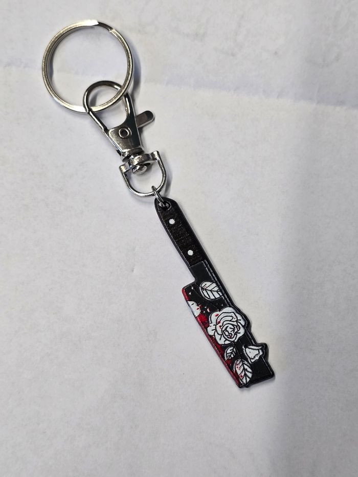 Porte clés couteau avec fleurs