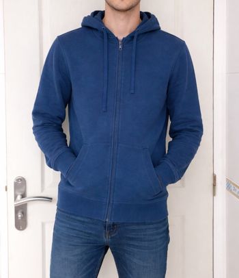 Gilet à fermeture éclair avec capuche bleu homme Jules taille S/36