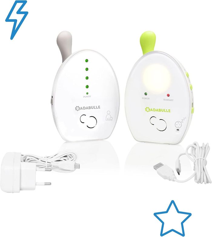 Badabulle Babyphone Audio pour Bebe Baby Online 500m avec Veilleuse Vibreur et Adaptateurs - photo numéro 2