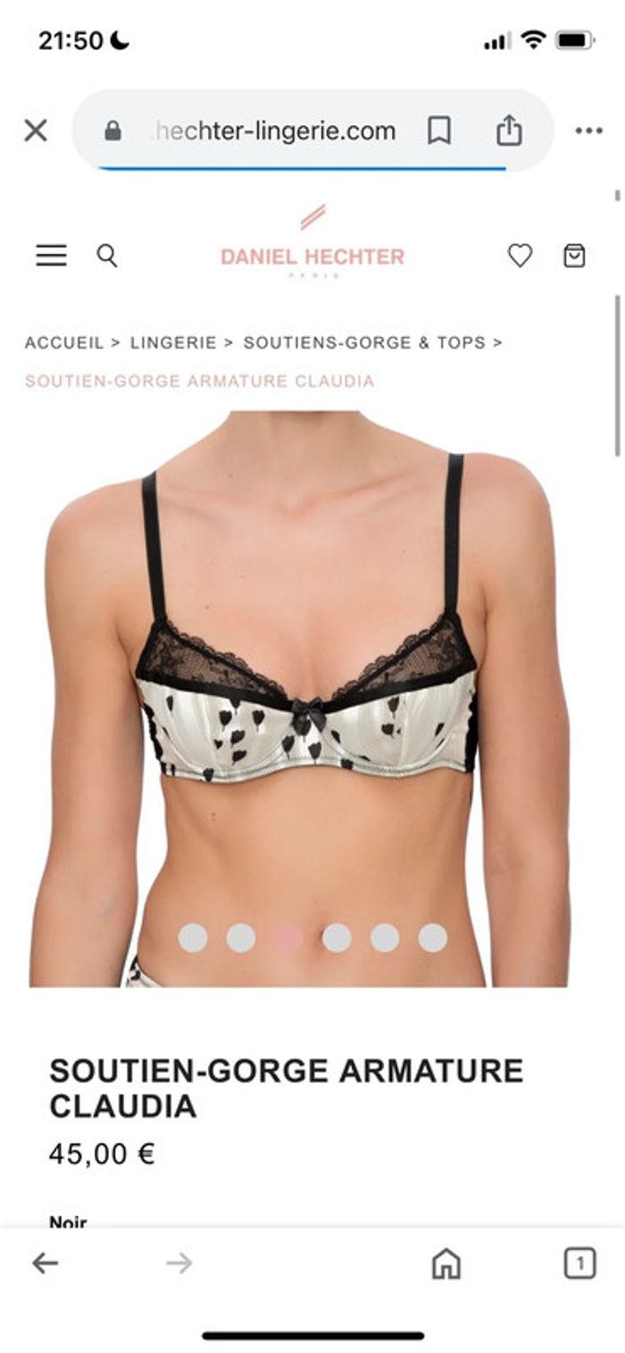 Soutien gorge avec armatures crème et noir à motifs et dentelle, taille 90B, marque Daniel Hechter - photo numéro 6