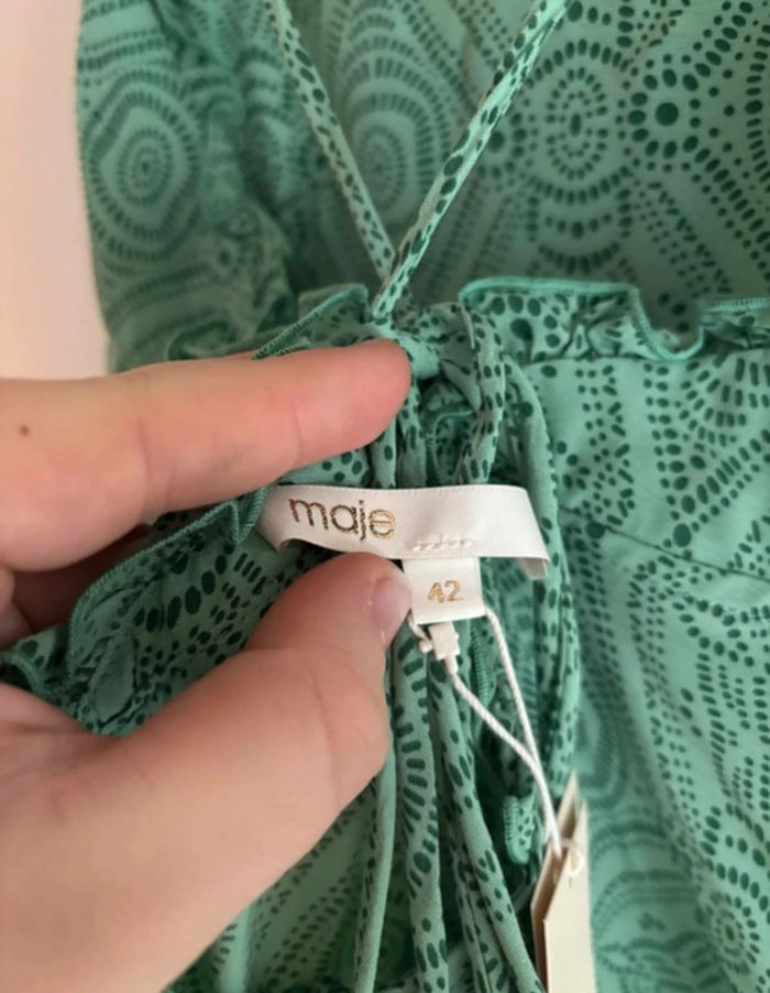 Robe longue MAJE verte en dentelle – Neuve avec étiquette (taille XL/42) - photo numéro 7