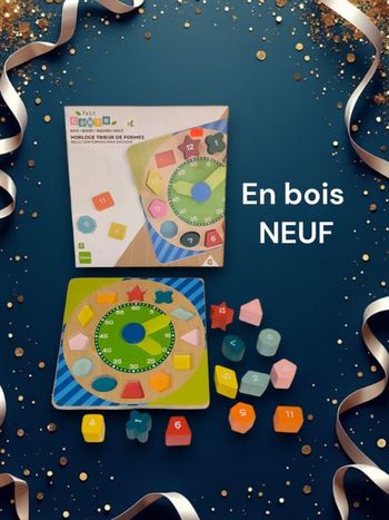 Jeu de l'horloge colorée en bois  Marque Petit Génie   Observer, designer et nommer