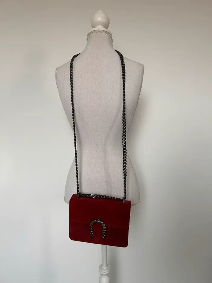 Sac chaîne bordeaux borsa bolsa bag Zak rosso main piel handbag Handtasche Bolso de mano borsa