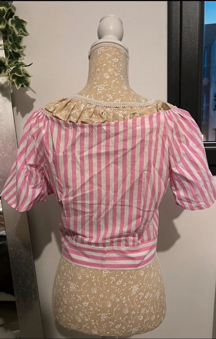 Chemisier Rayure rose Taille S - photo numéro 3