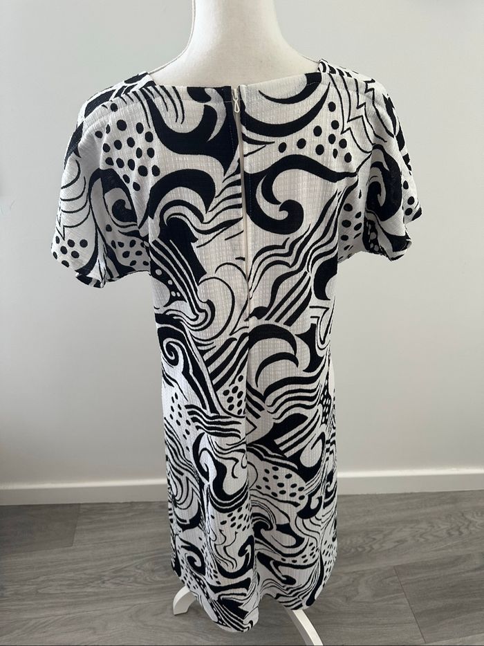 Robe bariolée noire et blanche Griffon Frères Vintage T40 L - photo numéro 5