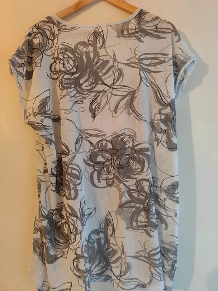 Blouse blanche à motifs fleurs géométrique taille unique - photo numéro 7